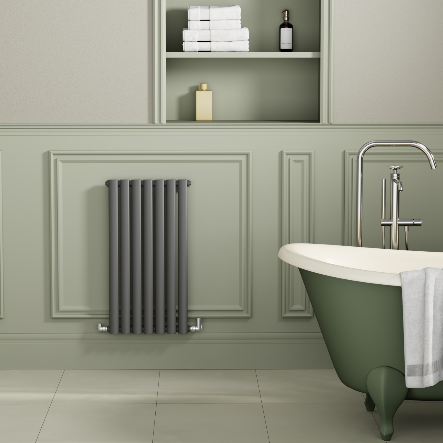 Sorrento Anthracite Horizontal Oval Designer Radiator 800X413mm Single Panel 1364 Btu