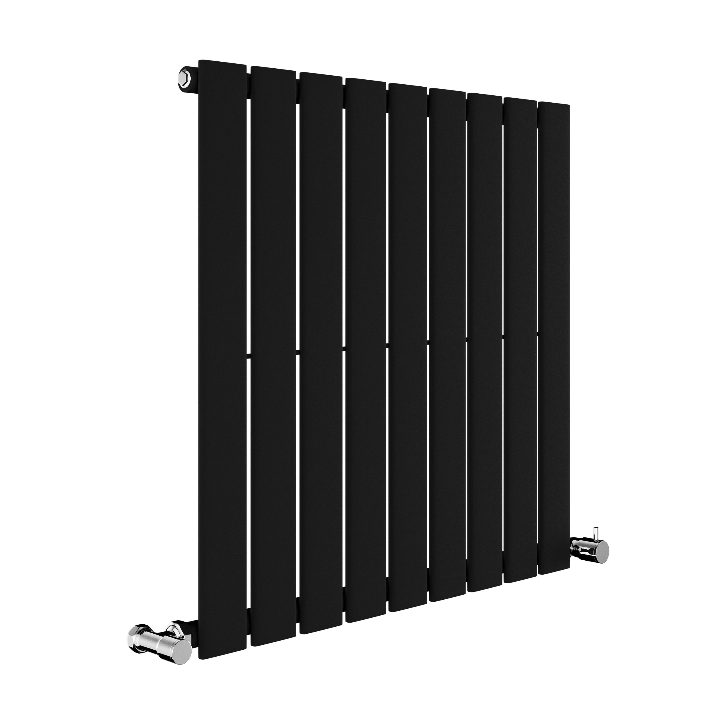 Riace Midnight Black Horizontal Flat Designer Radiator 600x612mm Single ...