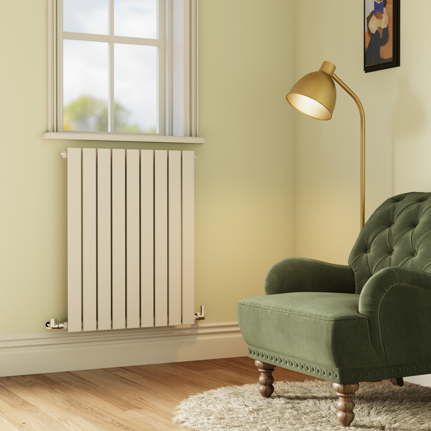 Riace White Horizontal Flat Designer Radiator 800X612mm Single Panel 1947 Btu