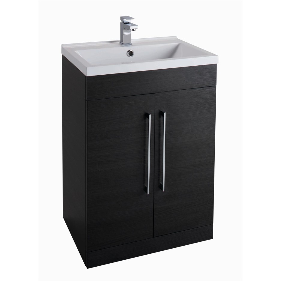 Black Free Standing Bathroom Vanity Unit With Basin W600 x 820mm