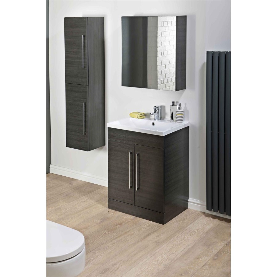 Black Free Standing Bathroom Vanity Unit - Without Basin - W600 x 820mm