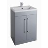 GRADE A2 - Grey Free Standing Bathroom Vanity Unit -2 Door - Without Basin - W600mm