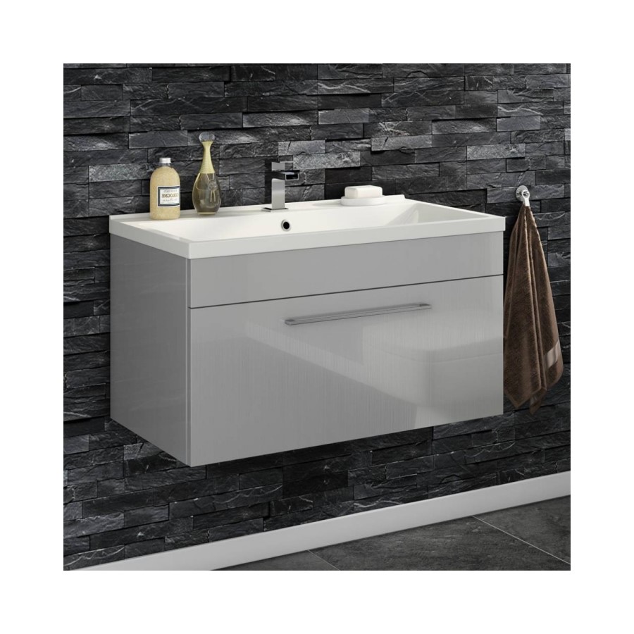 Grey Wall Hung Vanity Unit - Without Basin - 800mm Wide