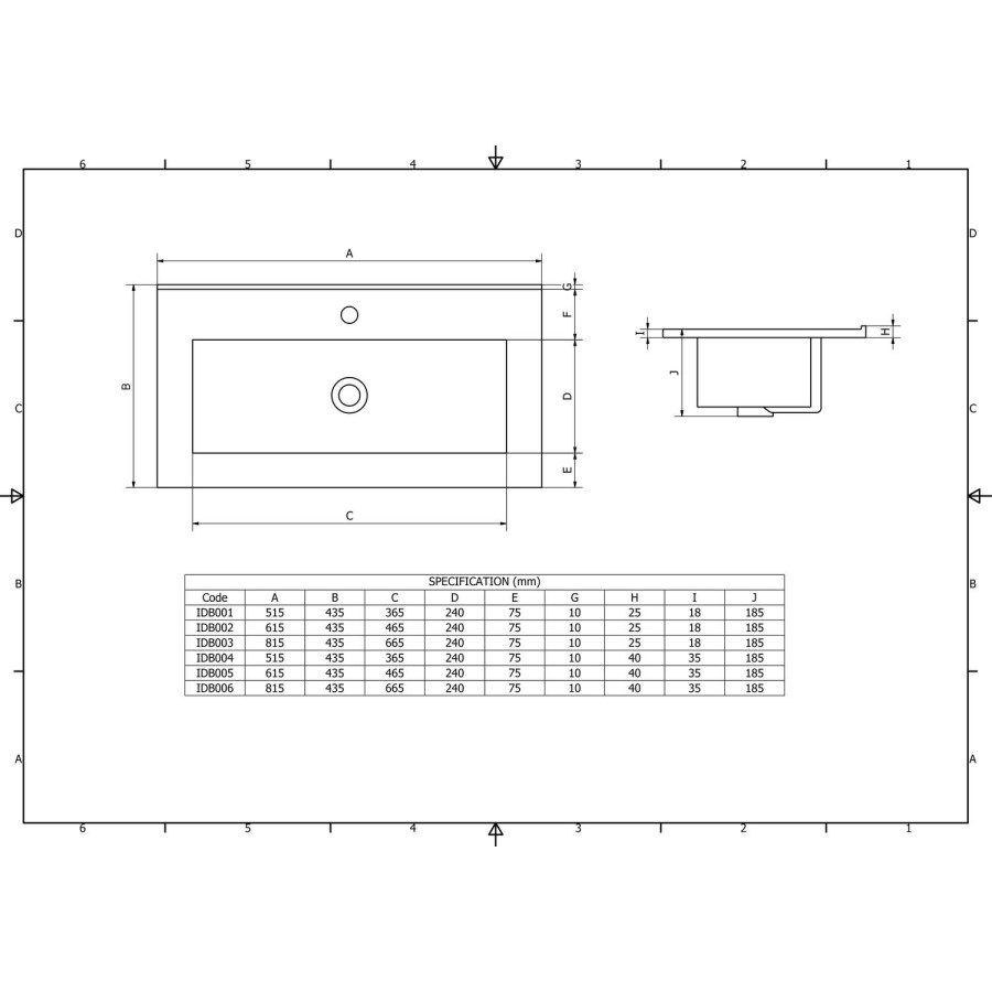 Moderno 600 Ceramic Thin Edge Basin