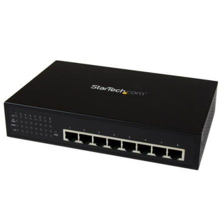 StarTech.com 8 Port Unmanaged Industrial Gigabit Power over Ethernet Switch - 802.3af/at PoE+ Switch