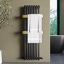 GRADE A2 - Gunmetal Vertical Single Panel Radiator with Brass Towel Bars 1200 x 500mm - Iraya