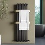 GRADE A1 - Gunmetal Vertical Single Panel Radiator with Brass Towel Bars 1200 x 500mm - Iraya