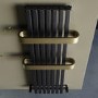 Gunmetal Vertical Single Panel Radiator with Brass Towel Bars 1200 x 500mm - Iraya