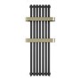 GRADE A1 - Gunmetal Vertical Single Panel Radiator with Brass Towel Bars 1200 x 500mm - Iraya