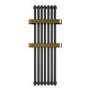 Gunmetal Vertical Single Panel Radiator with Brass Towel Bars 1200 x 500mm - Iraya