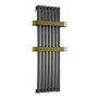 GRADE A2 - Gunmetal Vertical Single Panel Radiator with Brass Towel Bars 1200 x 500mm - Iraya