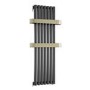 GRADE A1 - Gunmetal Vertical Single Panel Radiator with Brass Towel Bars 1200 x 500mm - Iraya