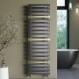 Gunmetal Grey Towel Radiator with Brass Bars 1600 x 500mm - Iraya