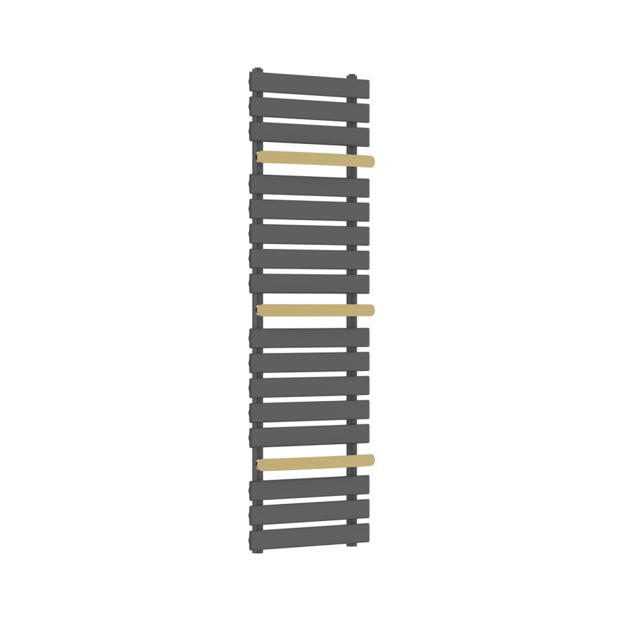 Gunmetal Grey Towel Radiator with Brass Bars 1600 x 500mm - Iraya