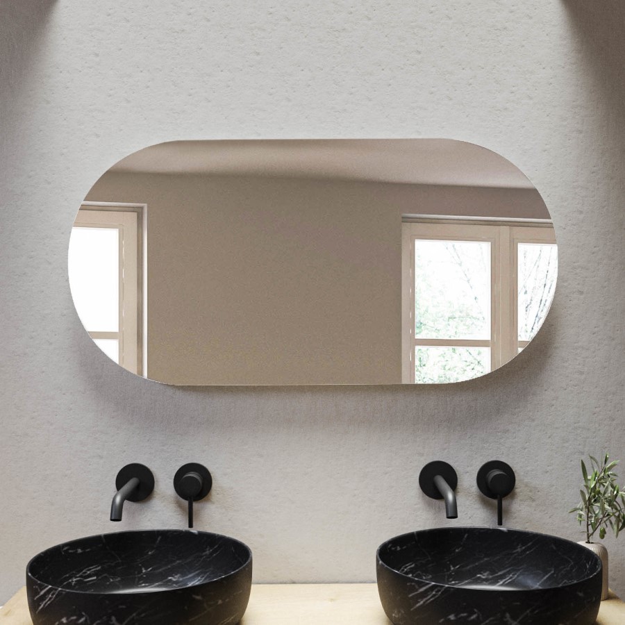ONLY OPENED - Oval Backlit Heated Bathroom Mirror with Lights 500 x 1000mm - Irena