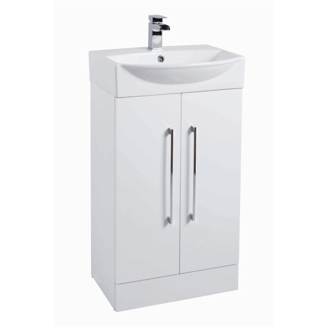 White Free Standing Bathroom Vanity Unit & Basin - W500mm