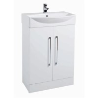 White Free Standing Bathroom Vanity Unit & Basin - W600mm