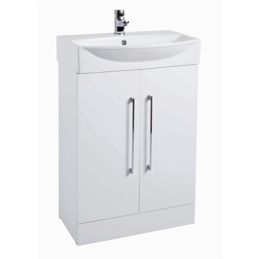 White Free Standing Bathroom Vanity Unit & Basin - W600mm
