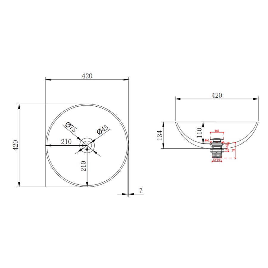 Matt White Round Stone Resin Countertop Basin with Waste 420mm - Jade
