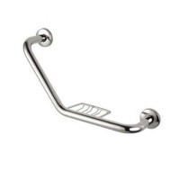 Chrome Angled Grab Rail with Soap Basket 420 x 112mm Chrome Angled Grab Rail with Soap Basket 420 x 112mm