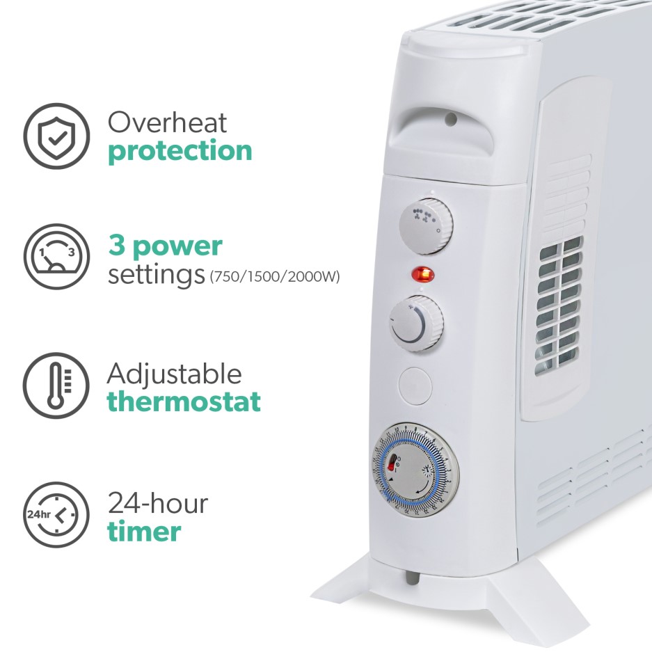 Argo 2000 W Convector Heater with Turbo Fan and Timer. Better Bathrooms