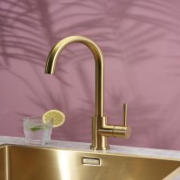 GRADE A1 - Box Opened Reginox Kalix Gold Single Lever Swan Neck Kitchen Tap