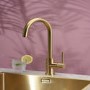 GRADE A1 - Box Opened Reginox Kalix Gold Single Lever Swan Neck Kitchen Tap