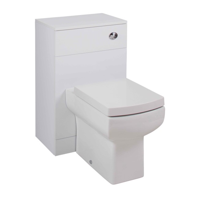 White WC Toilet Unit with Square Toilet & Soft Close Seat - W500 x D840mm