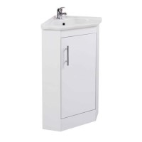 White Mini Cloakroom Corner Vanity Unit & Basin - W380mm White Mini Cloakroom Corner Vanity Unit & Basin - W380mm