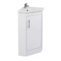 White Mini Cloakroom Corner Vanity Unit & Basin - W380mm