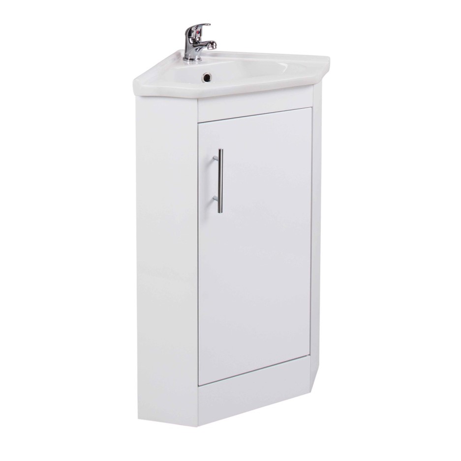 White Mini Cloakroom Corner Vanity Unit & Basin W380mm Better Bathrooms