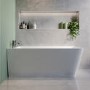 Freestanding Single Ended Left Hand Corner Shower Bath with Black Sliding Bath Screen 1500 x 740mm - Kona