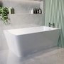Freestanding Single Ended Right Hand Corner Shower Bath with Black Grid Bath Screen 1500 x 740mm - Kona
