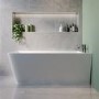 Freestanding Single Ended Right Hand Corner Shower Bath with Chrome Bath Screen with Fixed Panel &  Towel Rail 1500 x 740mm - Kona
