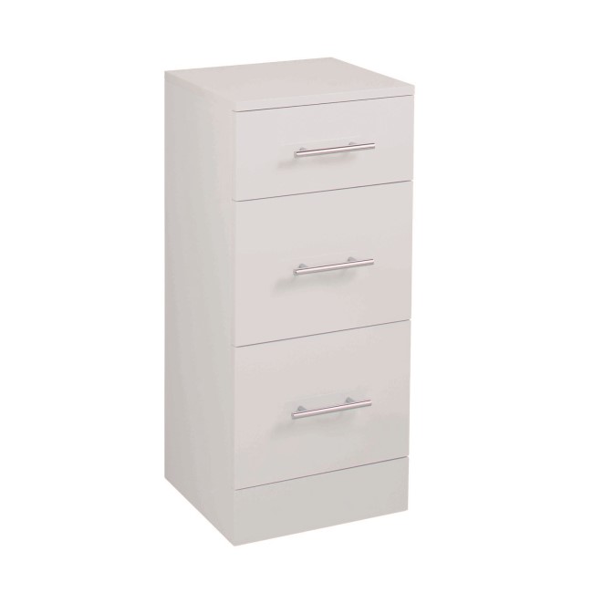 White Free Standing Bathroom Storage Cabinet - 300mm Depth