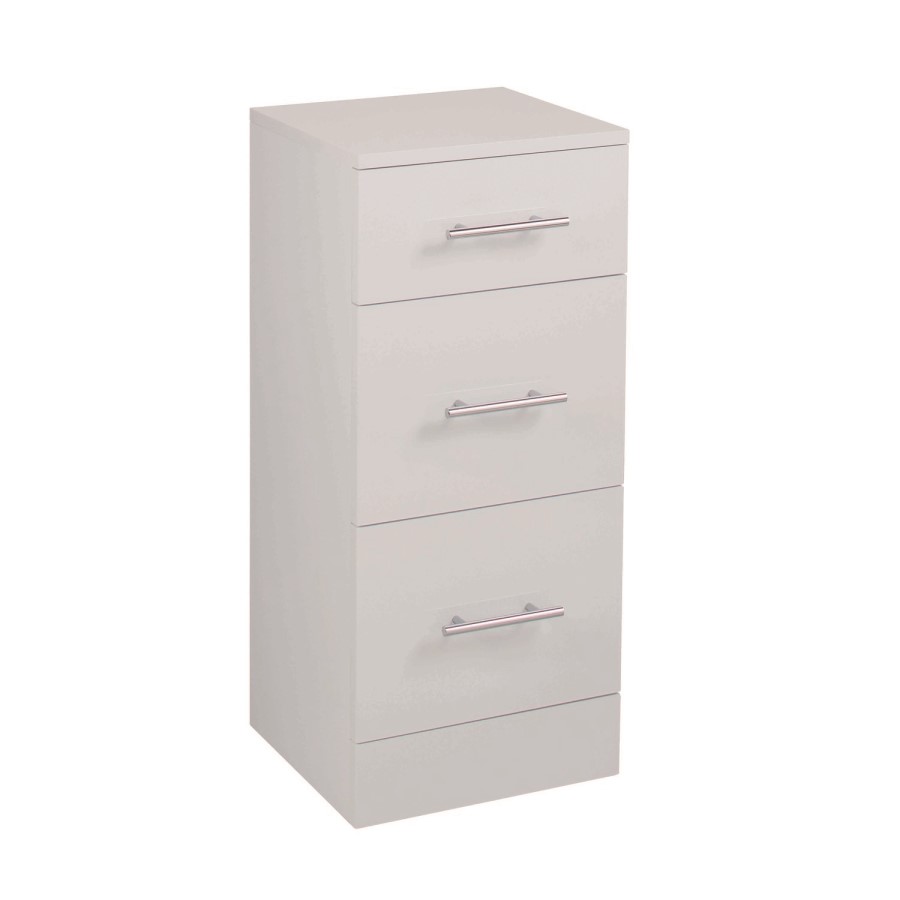 White Free Standing Bathroom Storage Cabinet - 330mm Depth