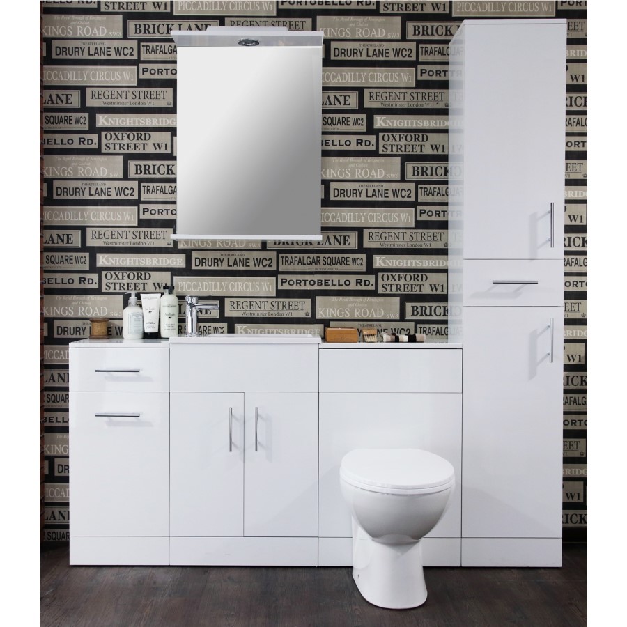 White Bathroom Tall Cabinet Storage unit - 300mm Depth