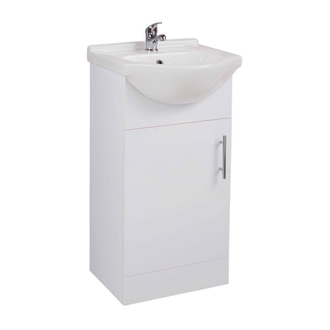 White Bathroom Basin Vanity Unit Floor Standing - W450 x H840mm