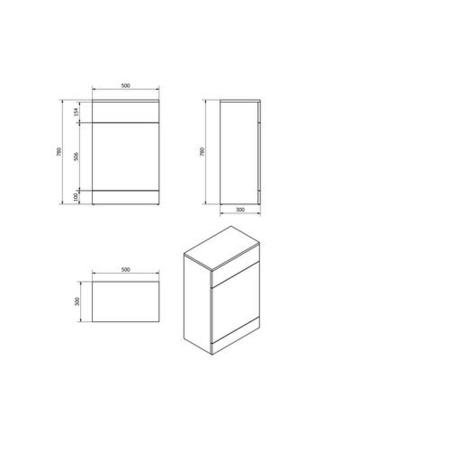 White Back to Wall WC Toilet Unit - without toilet - W500 x D300mm
