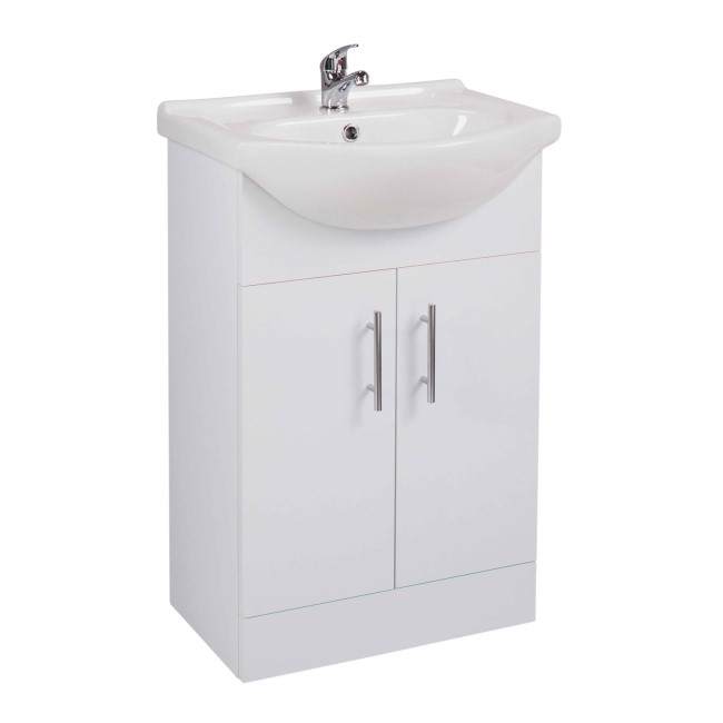 White Free Standing Bathroom Vanity Unit & Basin - W550mm