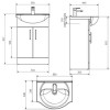 White Free Standing Bathroom Vanity Unit &amp; Basin - W550mm