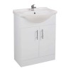 White Free Standing Double Door Bathroom Vanity Unit &amp; Basin - W650mm