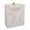 White Free Standing Triple Door Bathroom Vanity Unit &amp; Basin - W750mm
