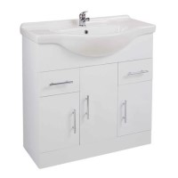 White Free Standing Triple Door Bathroom Vanity Unit & basin - W850mm White Free Standing Triple Door Bathroom Vanity Unit & basin - W850mm