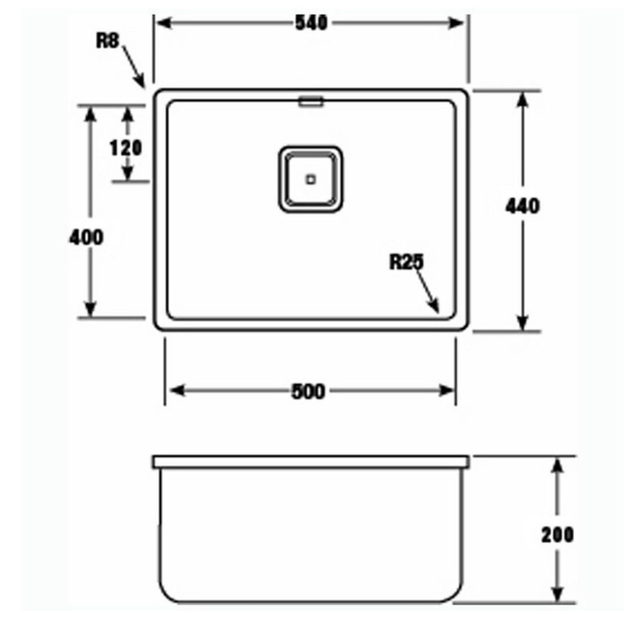 GRADE A1 - Box Opened CDA KSC24SS Square Undermount Single Bowl Stainless Steel Sink