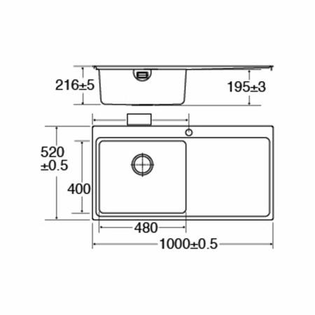 GRADE A2 - CDA KVF21RSS Designer Single Extra Large Bowl Sink Flush Fit - Right Hand Drainer