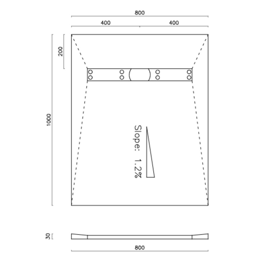 1000 x 800mm Wet Room Shower Tray Formers (Tile-Ready Boards) with Linear End Waste