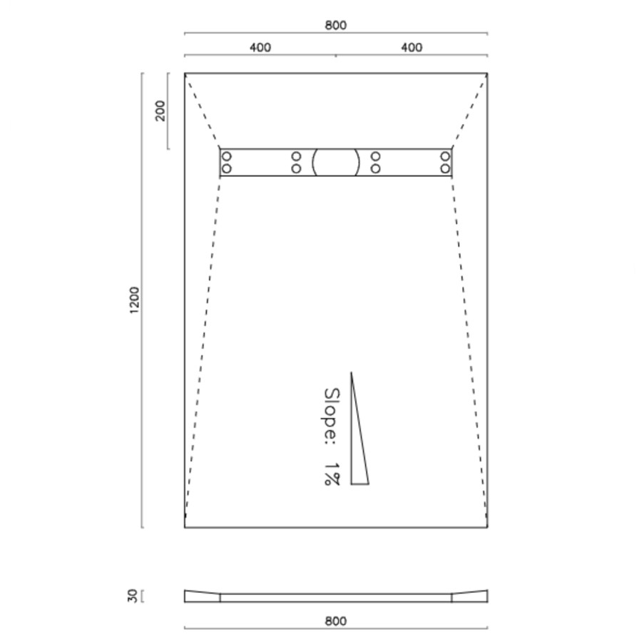1200 x 800mm Wet Room Shower Tray Formers (Tile-Ready Boards) with Linear End Waste