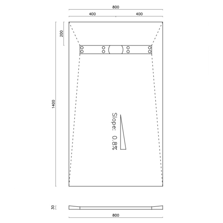 1400 x 800mm Wet Room Shower Tray Formers (Tile-Ready Boards) with Linear End Waste