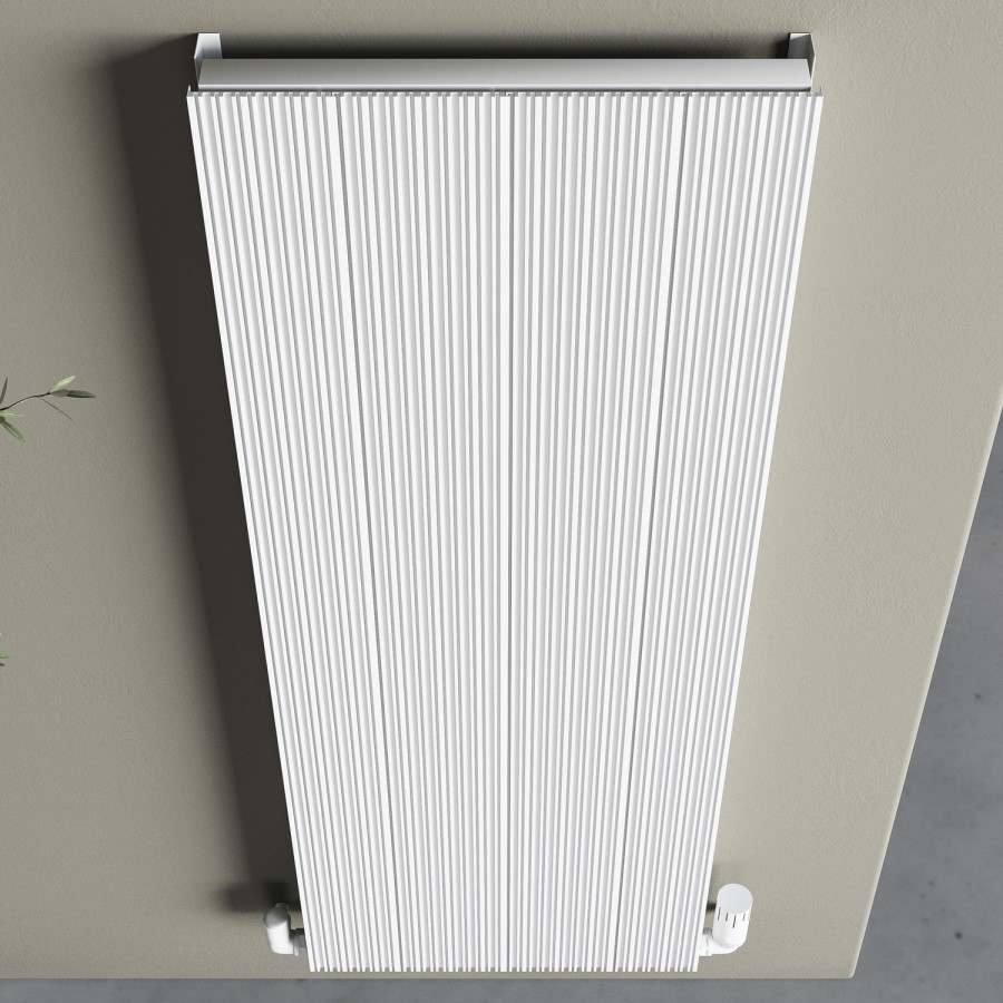 GRADE A1 - White Designer Vertical Single Panel Radiator 1200 x 440mm - Laguna